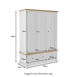Farro Grey Triple Wardrobe With 2 Drawers - By Roseland Furniture - thumbnail 6