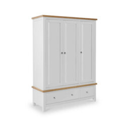 Farro Grey Triple Wardrobe With 2 Drawers - By Roseland Furniture - thumbnail 1
