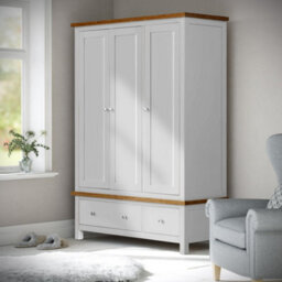 Farro Grey Triple Wardrobe With 2 Drawers - By Roseland Furniture - thumbnail 2