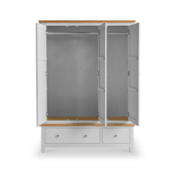 Farro Grey Triple Wardrobe With 2 Drawers - By Roseland Furniture - thumbnail 3