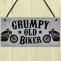 Red Ocean Grumpy Old Biker Novelty Hanging Man Cave Garage Sign For Motorbike Enthusiast Bike Accessories - thumbnail 2
