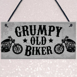 Red Ocean Grumpy Old Biker Novelty Hanging Man Cave Garage Sign For Motorbike Enthusiast Bike Accessories - thumbnail 3