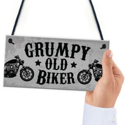 Red Ocean Grumpy Old Biker Novelty Hanging Man Cave Garage Sign For Motorbike Enthusiast Bike Accessories - thumbnail 6