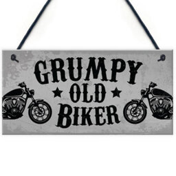 Red Ocean Grumpy Old Biker Novelty Hanging Man Cave Garage Sign For Motorbike Enthusiast Bike Accessories - thumbnail 1