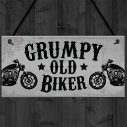 Red Ocean Grumpy Old Biker Novelty Hanging Man Cave Garage Sign For Motorbike Enthusiast Bike Accessories - thumbnail 4