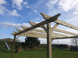 Arbor Garden Solutions Champion Wooden Garden Pergola Kit, 3M X 4.2M (Rustic Brown Finish) - thumbnail 3