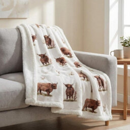 Garden Greatness Highland Cow Cosy Warm Fleece Blanket - thumbnail 1