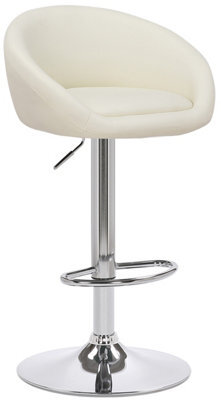 Lamboro Luca Single Kitchen Bar Stool, Chrome Footrest, Height Adjustable Swivel Gas Lift, Breakfast Bar & Home Barstool, Cream - image 1