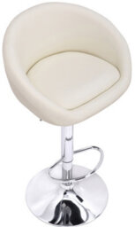 Lamboro Luca Single Kitchen Bar Stool, Chrome Footrest, Height Adjustable Swivel Gas Lift, Breakfast Bar & Home Barstool, Cream - thumbnail 6