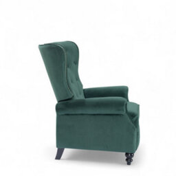 Velvet Bottle Green Buttoned Wingback Recliner Chair - thumbnail 7