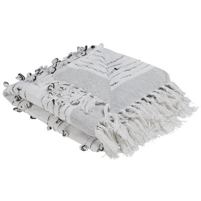 Beliani Blanket Yamalak Fabric 130 X 150 Cm Light Grey - image 1