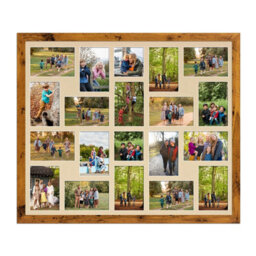 AK Frames 80X70Cm Rustic Oak Modern Multi Photo Frame With Ivory Mount - Holds 20 Apertures (18X) 6X4, (2X) 4X4 Photos - thumbnail 1