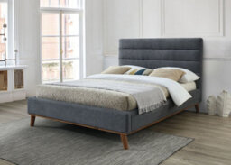 Save On Goods UK 4Ft6 Double Grey Soft Velvet Fabric Upholstered Bed Frame Bedstead Dark Grey
