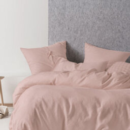 Linen House Nimes 100% Linen Duvet Cover Set, Single, Pink - thumbnail 2