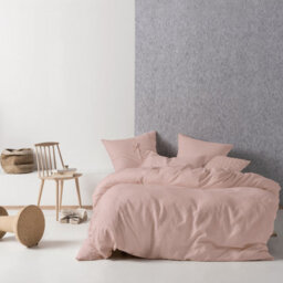 Linen House Nimes 100% Linen Duvet Cover Set, Single, Pink - thumbnail 1
