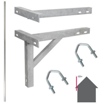 "6 Ft / 1.8M Straight Mast & 12"" T&k Bracket Tv Aerial Wall Mounting Pole Kit"
