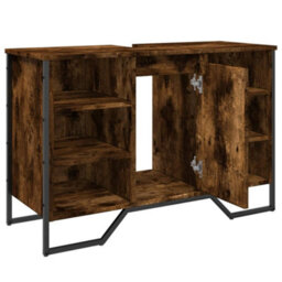 Berkfield Bathroom Sink Cabinet Smoked Oak 91X35X60 Cm Engineered Wood - thumbnail 8
