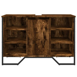 Berkfield Bathroom Sink Cabinet Smoked Oak 91X35X60 Cm Engineered Wood - thumbnail 4