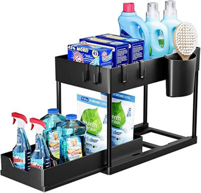 Zuvo Under Sink Storage Organizer Black Heavy Duty Rack For Kitchen Bathroom Home And Office Use - image 1