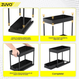 Zuvo Under Sink Storage Organizer Black Heavy Duty Rack For Kitchen Bathroom Home And Office Use - thumbnail 4