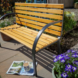Home Source Lupine Metal Framed Curved 2 Person Outdoor Wooden Garden Bench - thumbnail 6