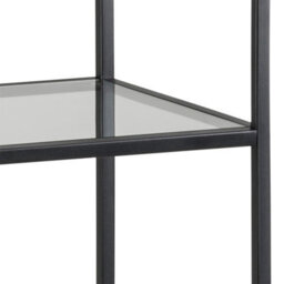 Furniture To Go Seaford Narrow Black Metal Bookcase With 3 Glass Shelves - thumbnail 5