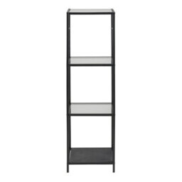 Furniture To Go Seaford Narrow Black Metal Bookcase With 3 Glass Shelves - thumbnail 2