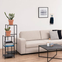 Furniture To Go Seaford Narrow Black Metal Bookcase With 3 Glass Shelves - thumbnail 3