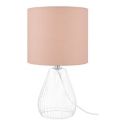 Teardrop Gloss Pink & Clear Glass Fabric Led Table Lamp - thumbnail 3