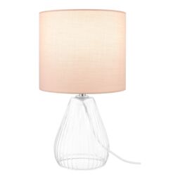 Teardrop Gloss Pink & Clear Glass Fabric Led Table Lamp - thumbnail 2