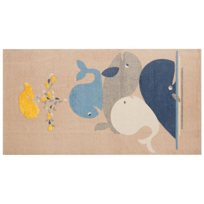 Beliani Kids Rug Seai Beige 80 X 150 Cm Cotton - image 1