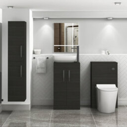 Royal Bathrooms 500mm Floor Standing Vanity Unit 2 Door Hale Black & Countertop Basin - Elva With Matt Black Handle - thumbnail 2