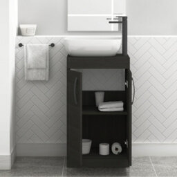 Royal Bathrooms 500mm Floor Standing Vanity Unit 2 Door Hale Black & Countertop Basin - Elva With Matt Black Handle - thumbnail 3