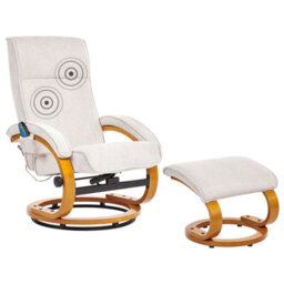Beliani Massage Chair Hero With Footstool Fabric Light Beige - thumbnail 1