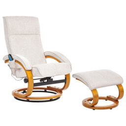Beliani Massage Chair Hero With Footstool Fabric Light Beige - thumbnail 7