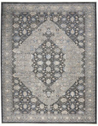 Grey/blue Luxurious Traditional Bordered Floral Rug Easy To Clean Living Room And Bedroom-244Cm X 305Cm - thumbnail 8