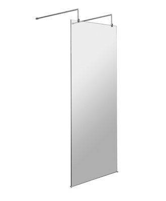 Balterley Contemporary Bathroom 8mm Glass Wetroom Screen With Arms & Feet, Chrome Finish, 1950 X 798 X 14mm - image 1