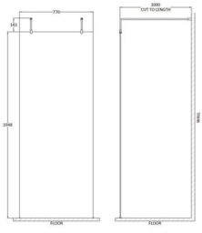Balterley Contemporary Bathroom 8mm Glass Wetroom Screen With Arms & Feet, Chrome Finish, 1950 X 798 X 14mm - thumbnail 4