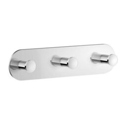 Smedbo Polished Chrome Stainless Steel Triple Towel Hook Rail (L)195mm (H)45mm Self Adhesive Wall Mounted Bathroom Robe Rack