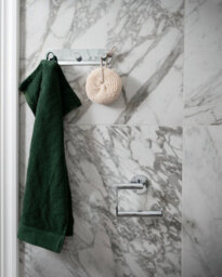 Smedbo Polished Chrome Stainless Steel Triple Towel Hook Rail (L)195mm (H)45mm Self Adhesive Wall Mounted Bathroom Robe Rack - thumbnail 3