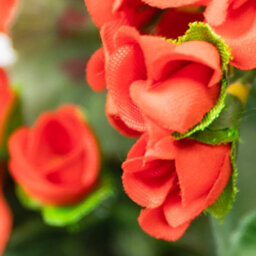 Primrose Pair Of Large Artificial Geranium Flowers Rattan Hanging Basket Decoration Red 30Cm - thumbnail 3