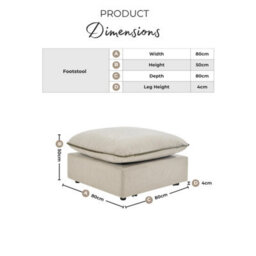 Furniturebox Uk Echo Cream Linen-Look Fabric Footstool - thumbnail 2