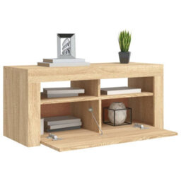 Vidaxl Tv Cabinet With Led Lights Sonoma Oak 90X35X40 Cm - thumbnail 7