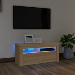 Vidaxl Tv Cabinet With Led Lights Sonoma Oak 90X35X40 Cm - thumbnail 2