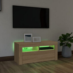 Vidaxl Tv Cabinet With Led Lights Sonoma Oak 90X35X40 Cm - thumbnail 4