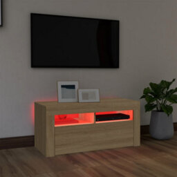 Vidaxl Tv Cabinet With Led Lights Sonoma Oak 90X35X40 Cm - thumbnail 5