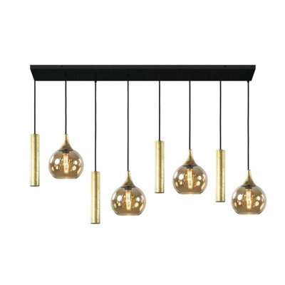 Luminosa Lighting Luminosa Calypso Cluster Pendant Ceiling Light Black, Gold Amber, Gold Glass Shade 4X E27/gu10 - image 1