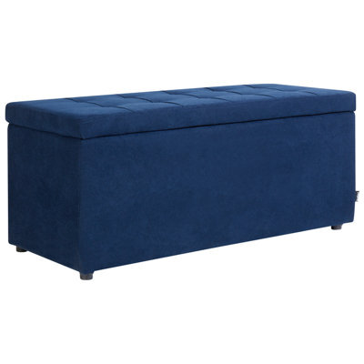 Beliani Retro Fabric Ottoman Navy Blue Orem - image 1