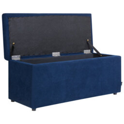 Beliani Retro Fabric Ottoman Navy Blue Orem - thumbnail 4