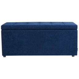 Beliani Retro Fabric Ottoman Navy Blue Orem - thumbnail 5